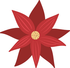 Red Poinsettia Flower Illustration

