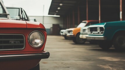 Classic cars parked in a garage, awaiting restoration