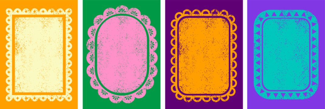 Mexican Frames collection. Wedding, Cinco de Mayo, Fiesta, Dia De Los Muertas, Day of the dead, Mexican holiday. Vector banner, cards design