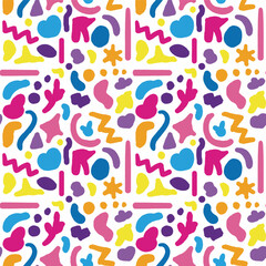 Vibrant Abstract Pattern With Colorful Shapes and Whimsical Designs Equally Spaced