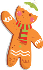 Festive Gingerbread Man with Scarf and Hat

