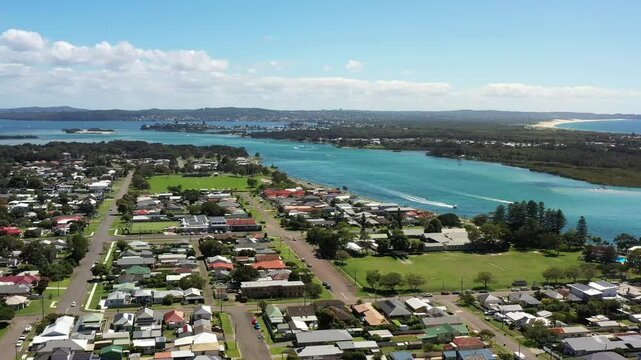 Macquarie lake to swamps around Swansea channel at Swansea town in Australia.
