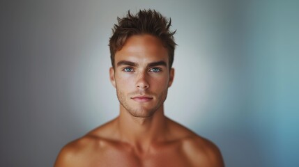 Portrait of a confident young man showing his healthy body