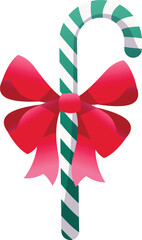Festive Candy Cane with Red Bow

