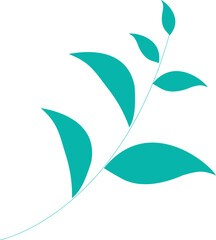 Blue Minimalist Leaf Branch