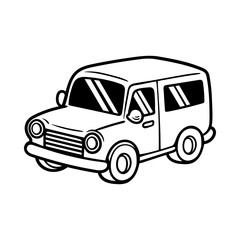 fun cartoon family car lmpv isolated drawing line style sketch classic vintage design illustration