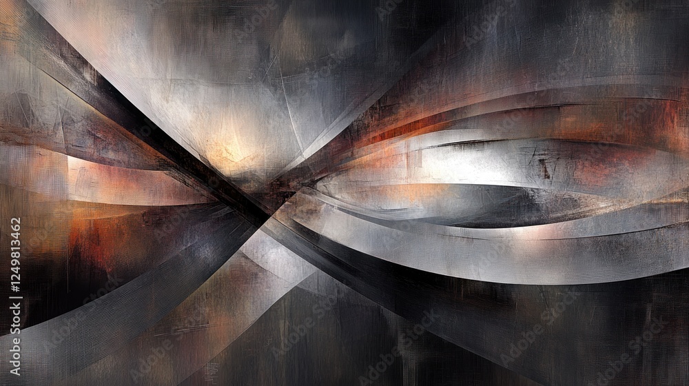 Poster abstract convergence: dynamic interplay of lines and textures artwork