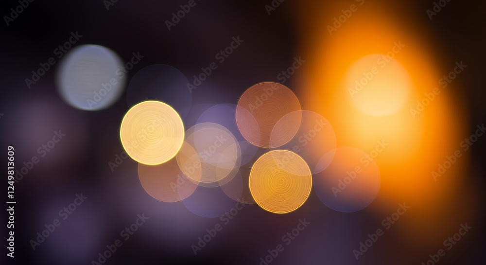 Poster abstract bokeh lights background with soft circular shapes and warm tones
