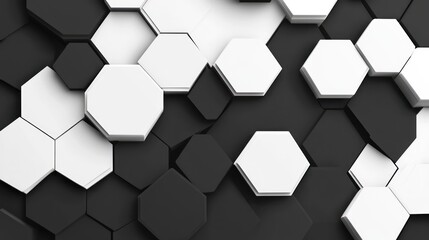 Naklejka premium Abstract black and white hexagon pattern background.