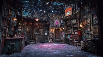 Obraz premium Atmospheric theatre stage with dark and textured vintage design elements