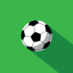 Soccer ball with long shadow. Football. Flat style vector illustration