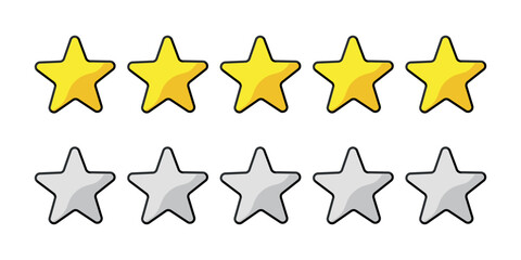 Set of rating stars. five stars and sero star rating. Simple vector illustration