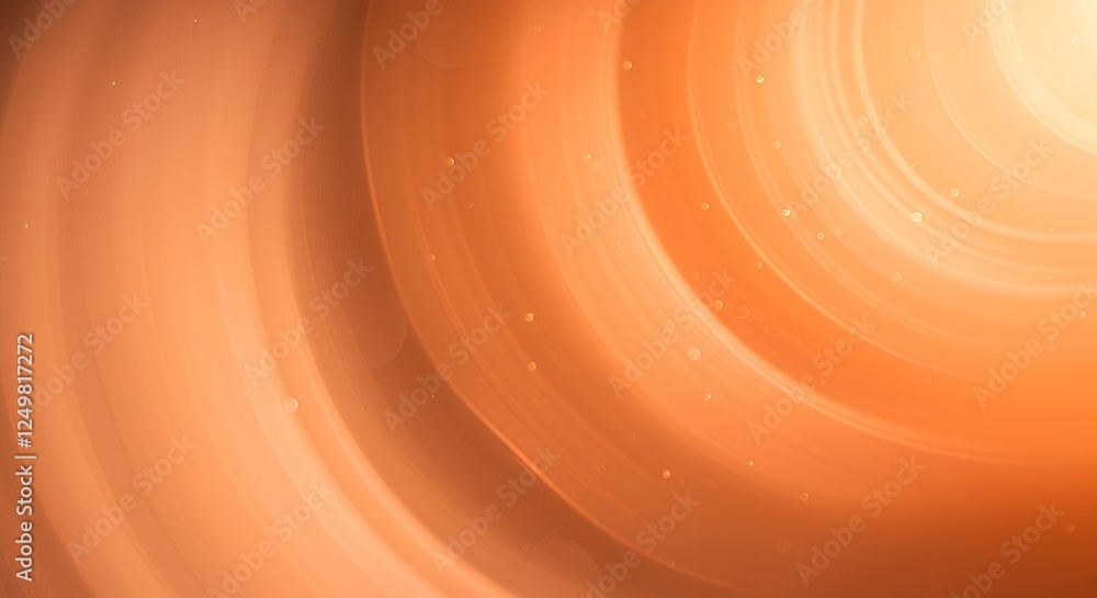 Poster abstract orange circular lines with light streaks and bokeh background