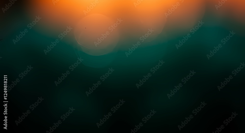 Aufkleber abstract bokeh background with orange glow and dark green gradient