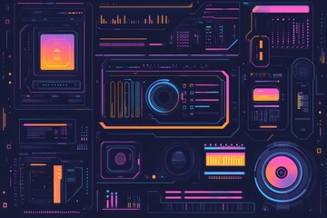 Flat vector background futuristic sci-fi  , modern, future, space travel , outer worlds , planets