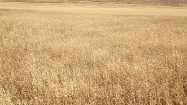 Golden wheat field under cloudy sky, rural landscape, background for agriculture