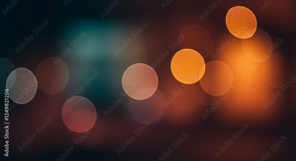 Poster abstract bokeh lights background with warm tones for festive design