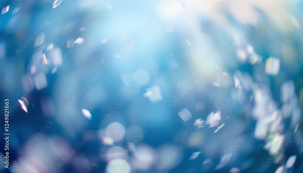 Aufkleber abstract blue background with bokeh and floating geometric shapes
