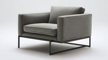 A grey chair with a black frame