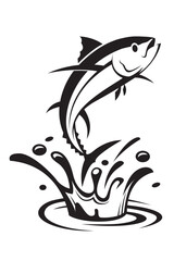 jumping fish and splash isolated on white background