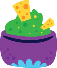 Colorful Guacamole and Chips Illustration

