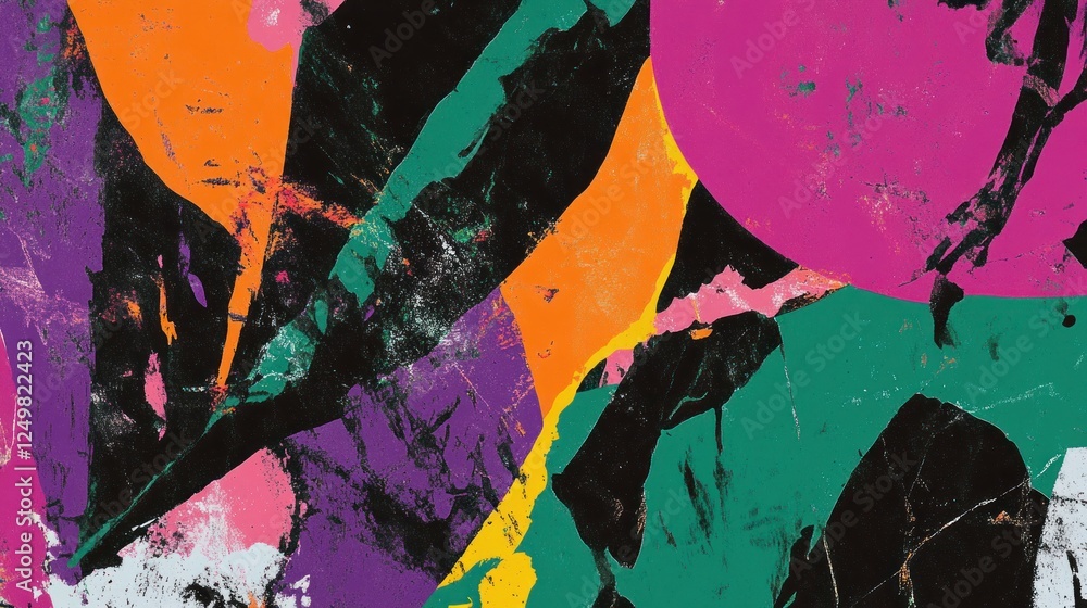 Poster Vibrant Abstract Expressionism: A Bold Collision of Color and Texture