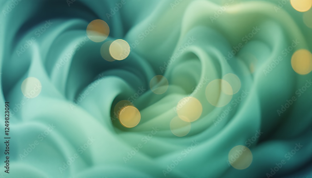 Poster abstract teal swirl background with bokeh lights for modern design