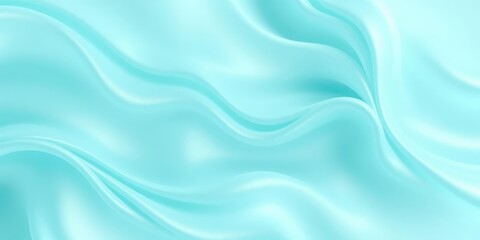 Obraz premium Softly shimmering turquoise and light green abstract waves blend seamlessly into a silky texture background, creating a sense of depth and dimension, 45b3fa, organic shape, gentle curves