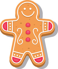 Classic Gingerbread Man Cookie Illustration

