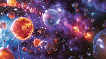 Detailed Diagram Illustrating Proton-Proton Chain Reaction in Stellar Nuclear Fusion