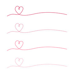 バレンタインに使えるハートの線画あしらいセット