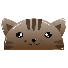 cute cat vector, cartoon cat face, drawing cat face easy and simple full color with isolated background 