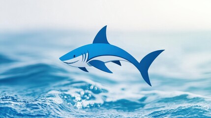 Obraz premium Stylized shark fin logo with abstract swirls and waves