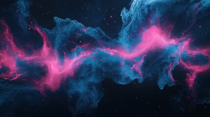 Fototapeta premium Neon pink and blue cosmic waves flowing in futuristic abstract space design