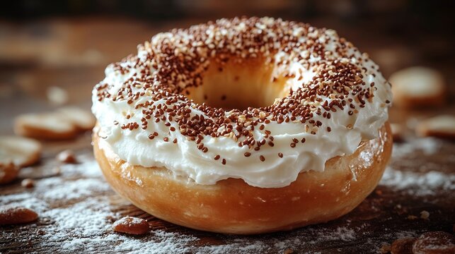 Simit sesame crusted bagel cream cheese isolated on a transparent background clean and rustic Turkish breakfast feel
