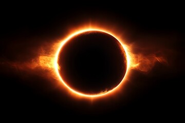 A fiery solar eclipse with a glowing ring of fire