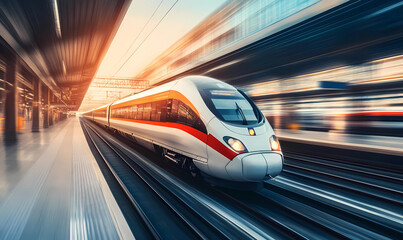 Experience the Thrill of a High-Speed Bullet Train Departing from a Bustling Terminal Station Spectacularly
