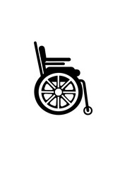 Fototapeta premium Wheelchair icon in black silhouette style on a clean background
