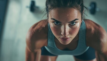 Determined Athlete: Sweaty Fitness Portrait
