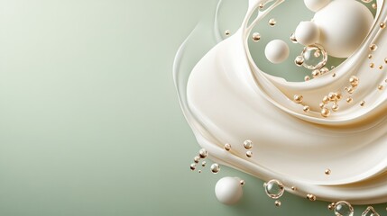 small particles, molecules and atoms on a large scale. Cream and cosmetics