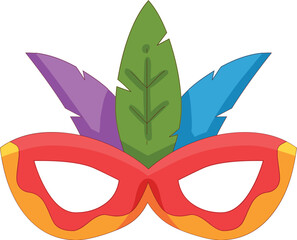 Carnival Mask with Colorful Feathers


