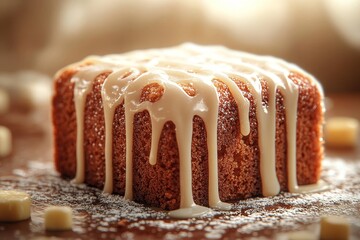 Drizzled loaf cake, kitchen, sunlight, dessert