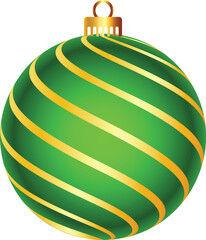 Green and Gold Striped Christmas Ornament