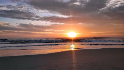 Serene sunrise scene on the beach