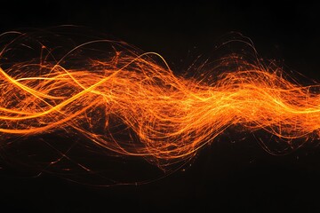 Abstract image of fiery waves on a black background