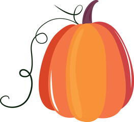 Fresh Pumpkin with Green Tendril and Vibrant Orange Color