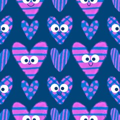 Valentine hearts seamless 14 February love pattern for wrapping paper