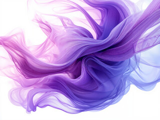 Abstract image of flowing purple silk fabric on a white background.