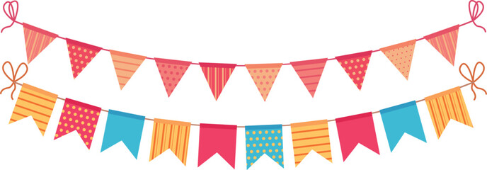 Fototapeta premium Colorful Party Bunting with Triangular Flags