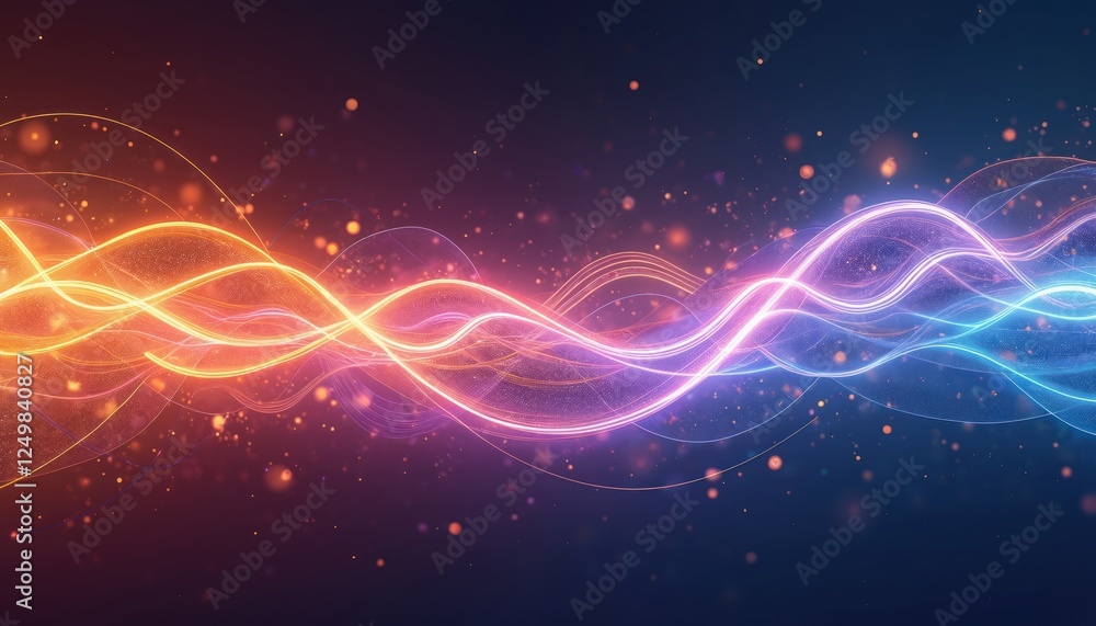 Poster abstract light trails create dynamic organic patterns. vibrant colors blend seamlessly into wavy lin